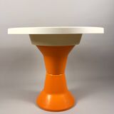 Space Age Stools and Table Set – Orange & White Plastic, Vintage Italian St