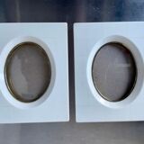 Pair vintage bakelite frames 14.5 cm x 12.5 cm glass 8.5 cm x  6 cm