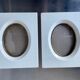 Pair vintage bakelite frames 14.5 cm x 12.5 cm glass 8.5 cm x  6 cm