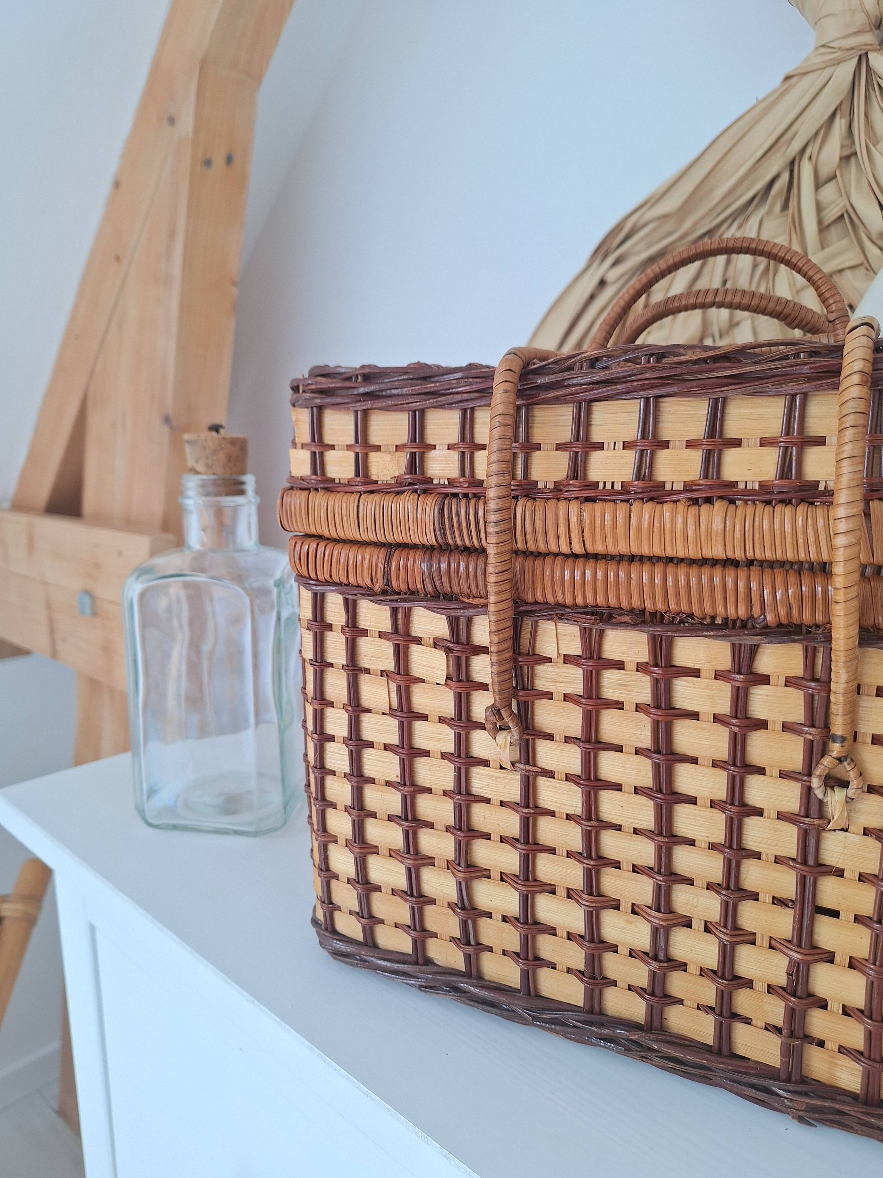 Vintage wicker suitcase
