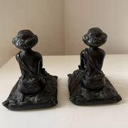 Art Nouveau spelter bookends, depicting an oriental woman, circa 1900
