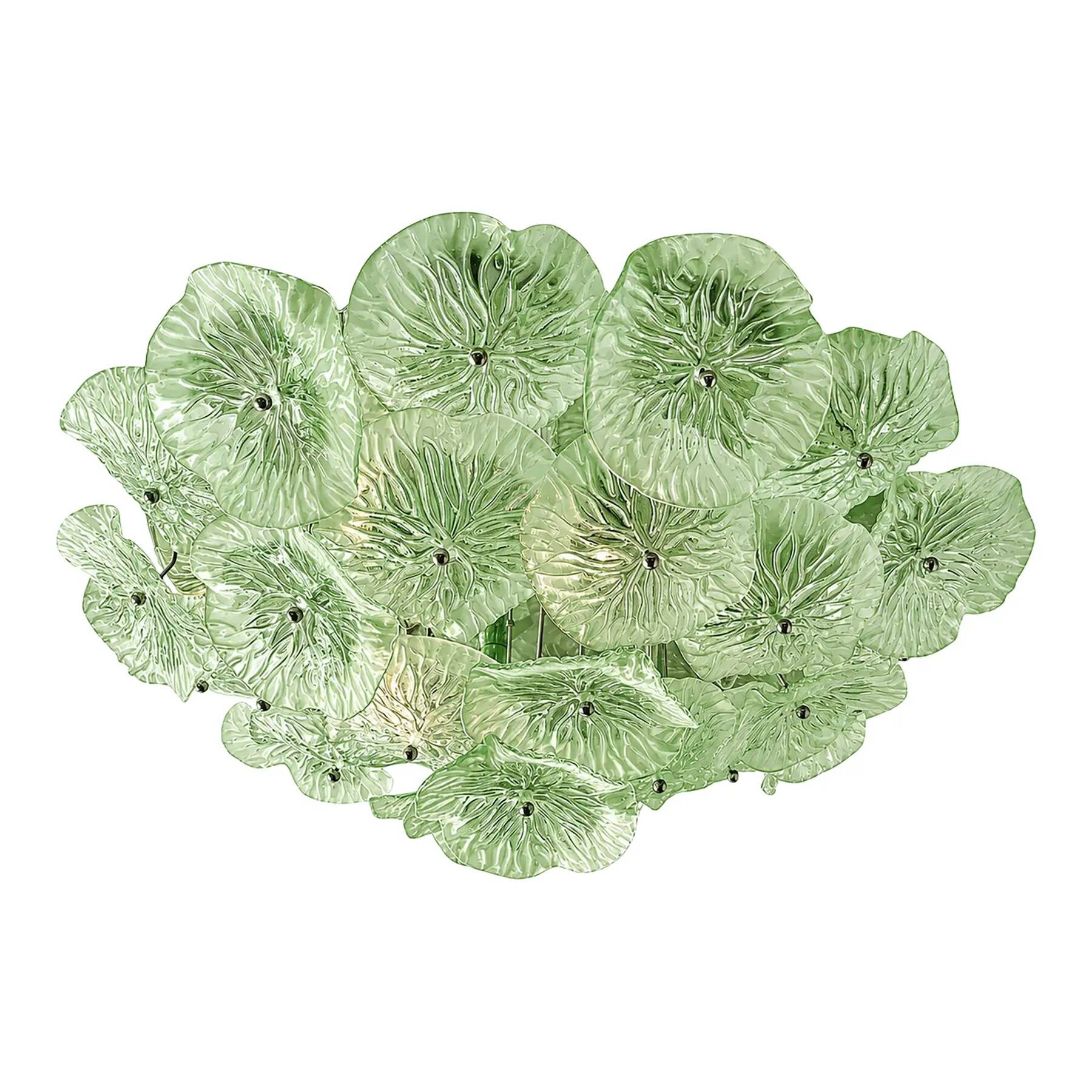 Contemporary Floreal Green Murano Glass Flush Mount by Simoeng