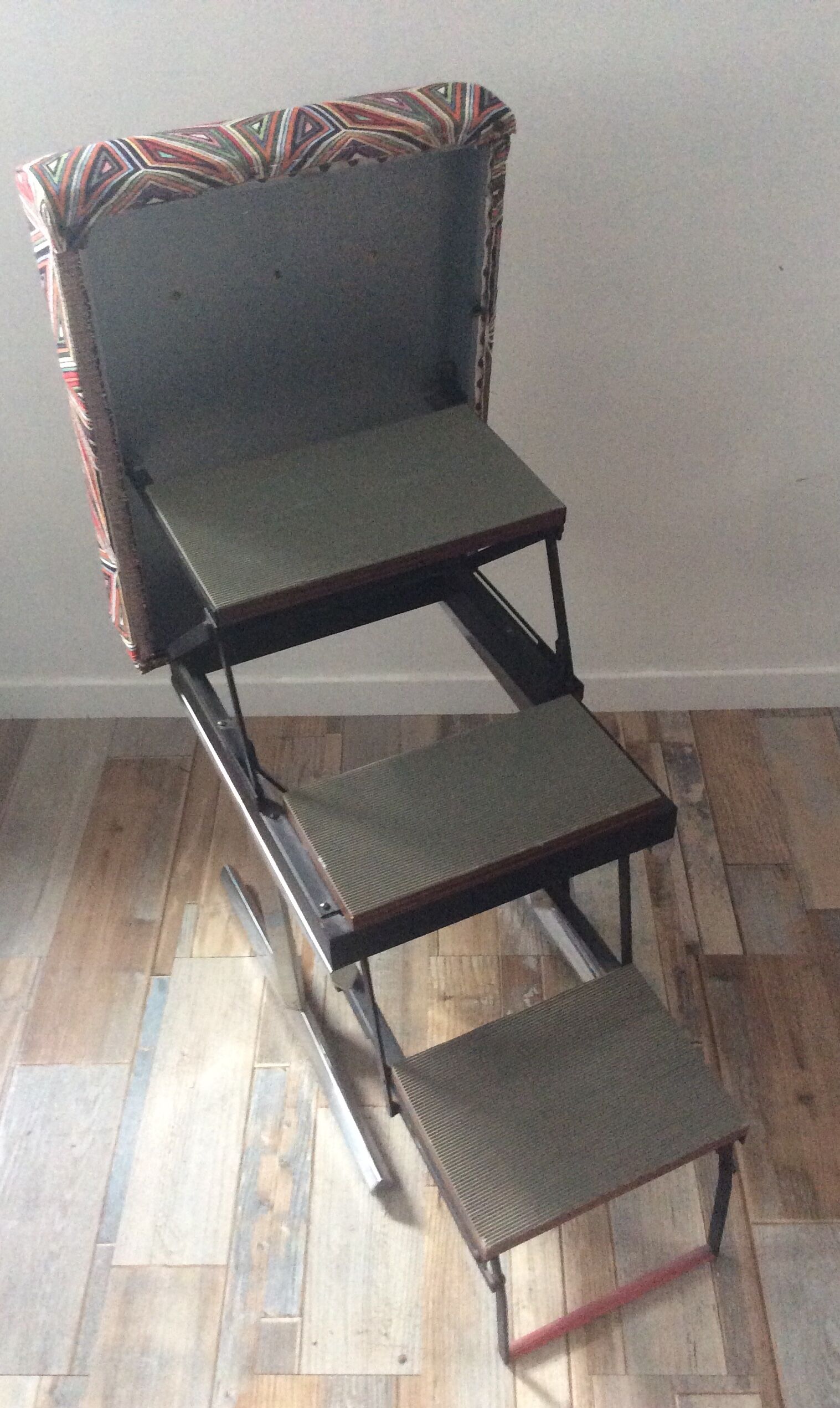Stool with built-in stepladder from the 70s