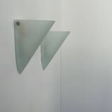 Pair of vintage wall lights, sandblasted glass, France 1970