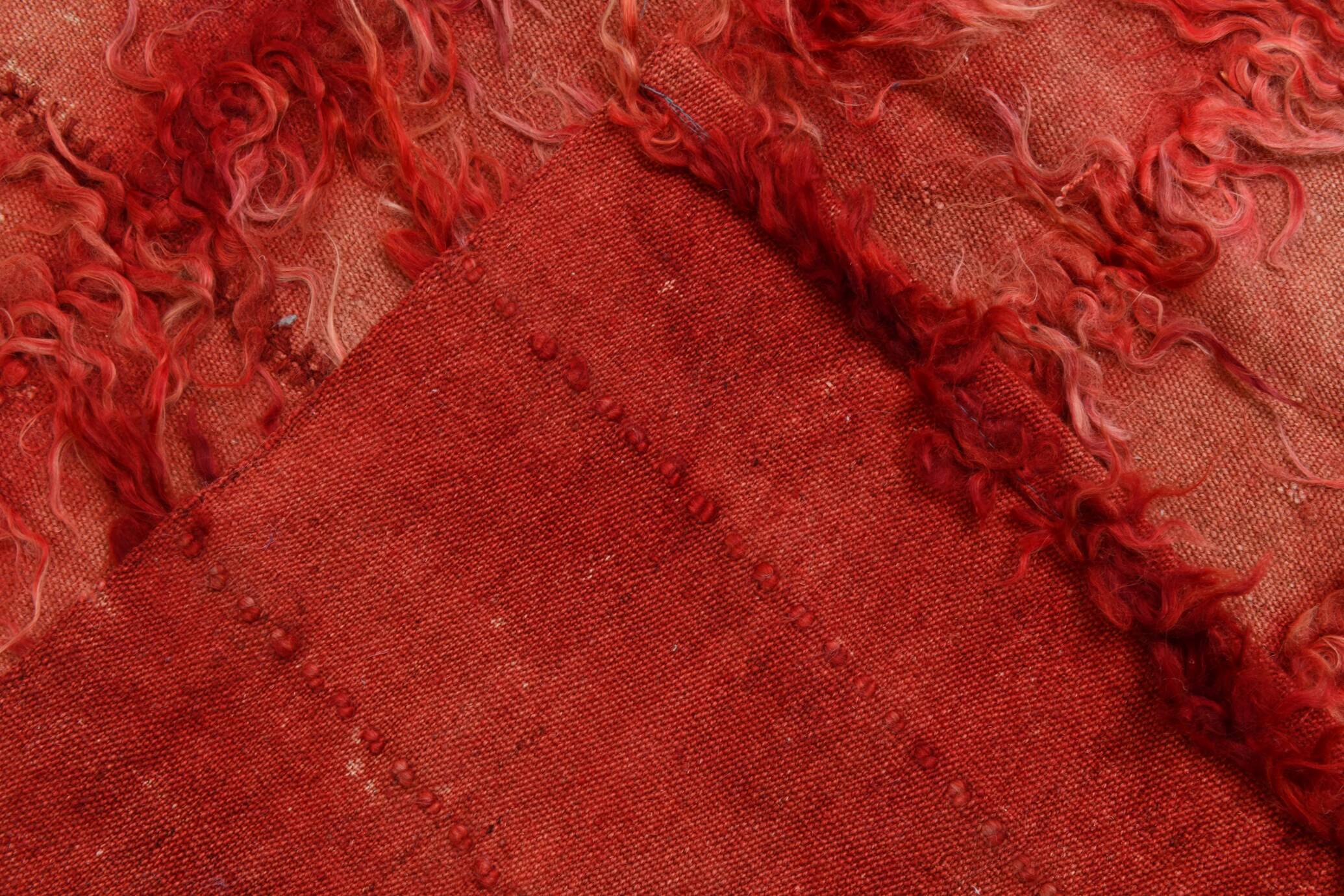Tapis vintage tissé turc rouge doux 4x7, 128x216 cm