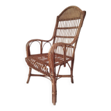 High-backed wicker armchair