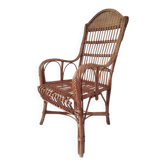 Fauteuil en osier à haut dossier