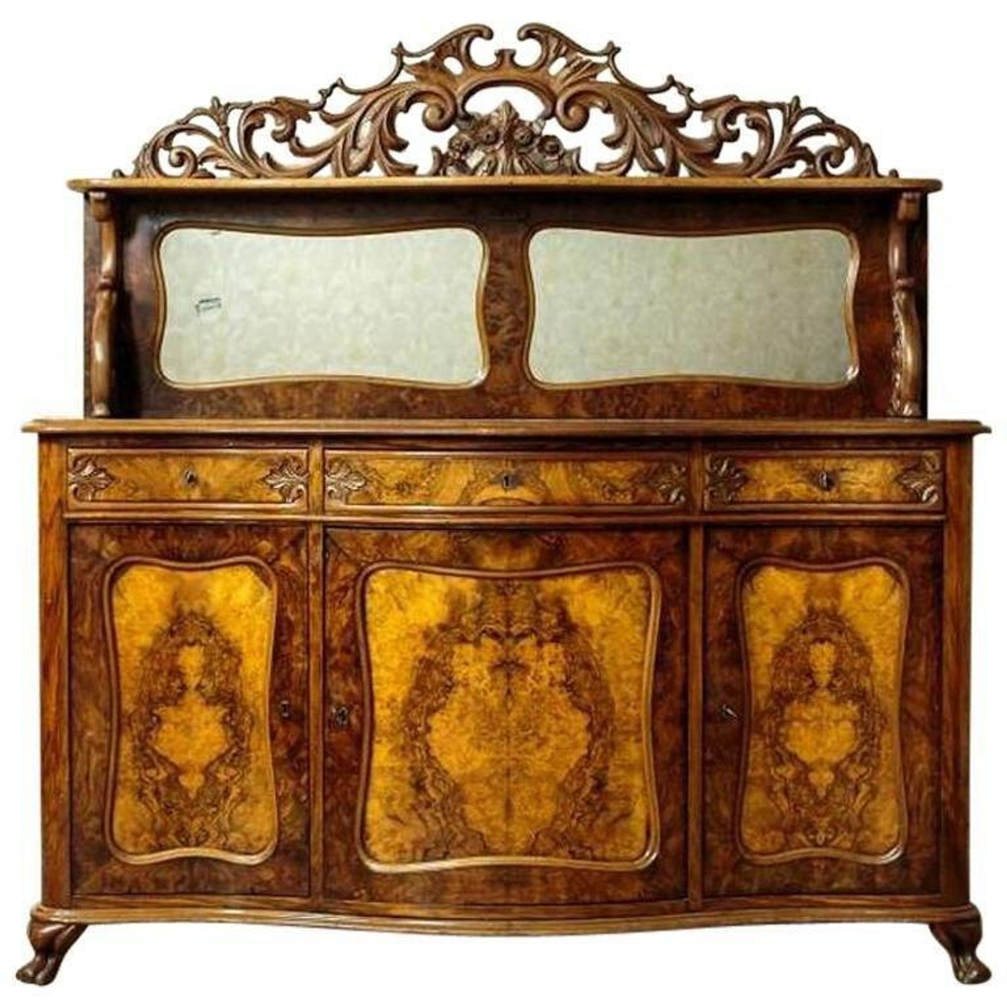 Buffet Rococo Revival en noyer et placage, 1850