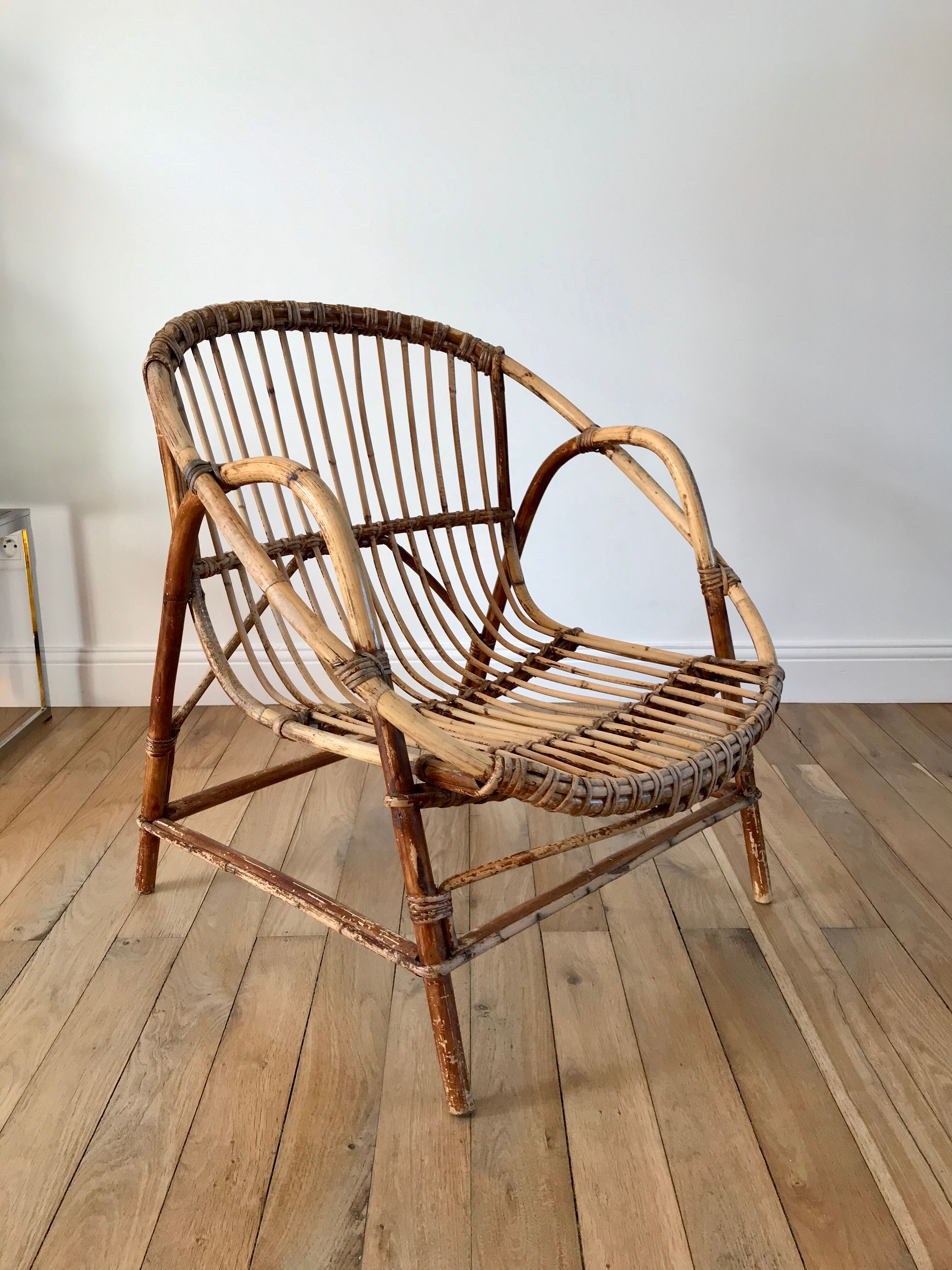 Rattan &  bamboo shell armchair 60/70