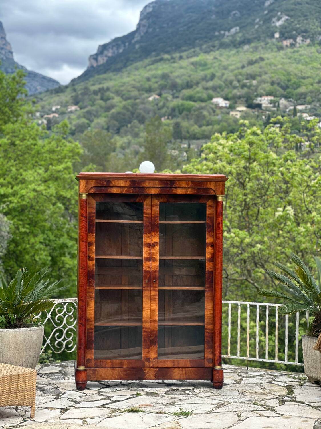 Empire Style Mahogany Display Cabinet/Bookcase, 19th Century