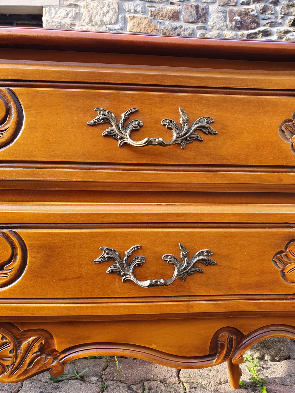 Louis XV mind jumper dresser, 2 drawers, cherry, 60s