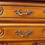 Commode sauteuse esprit Louis XV 2 tiroirs merisier, années 60