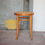 Vintage wooden and cane stool, stool made in Romania, wooden stool