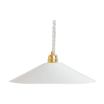 White enameled sheet metal pendant light