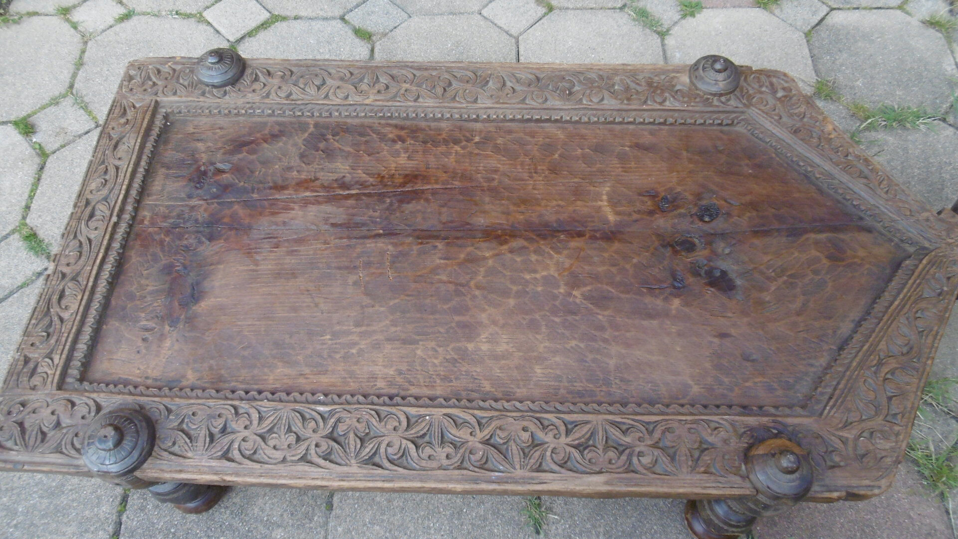 Ancient indian coffee table - massive teak