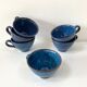Set of 6 cups or cider bowls in glazed blue stoneware