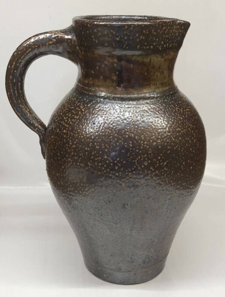 Metallic brown stoneware vase