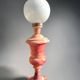 Italian hand carved pink alabaster urn lamp
