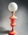Italian hand carved pink alabaster urn lamp
