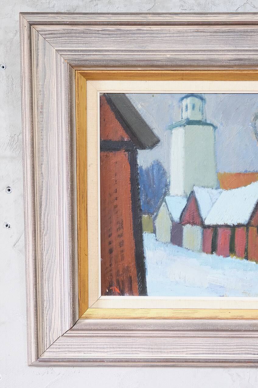 Tage Nilsson, Paysage moderne suédois, années 1960, Huile sur panneau, Encadré