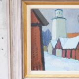 Tage Nilsson, Paysage moderne suédois, années 1960, Huile sur panneau, Encadré