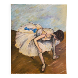 Oil on cardboard depicting a classical dancer