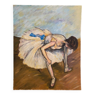 Huile sur carton représentant une danseuse classique