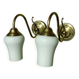 Pair of White Opaline Wall Sconces