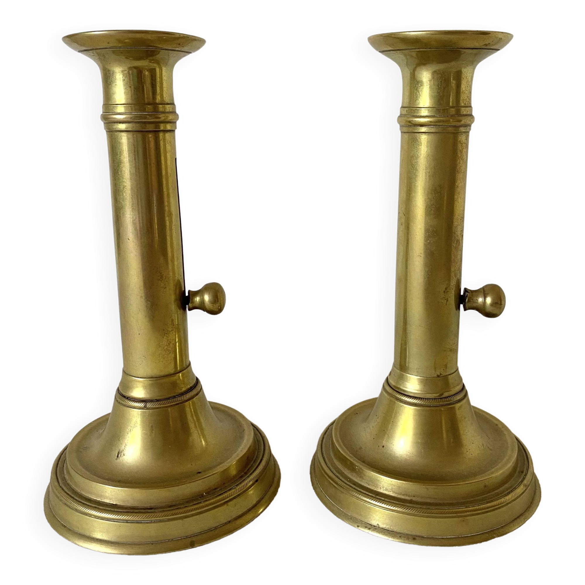 Pair of gilded brass candlesticks