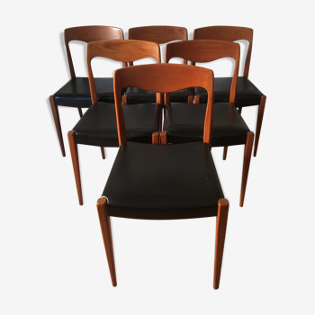 Set of 6 chairs 1960 Scandinavian Niels Otto Møller