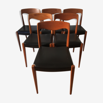 Série de 6 chaises 1960 scandinaves Niels Otto Moller