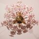 Vintage Murano Glass Chandelier Pink Flowers, 1970