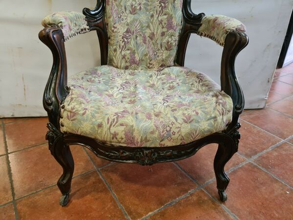 Fauteuil bergère style Napoleon III en palissandre