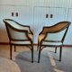 Set of 2 bergere style armchairs - bamboo and white imitation leather - vintage