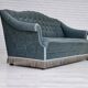1960s, Danish 3 seater sofa, light blue velour, original good condition.