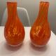 Pair of vintage blown glass vases in orange – Murano style – years