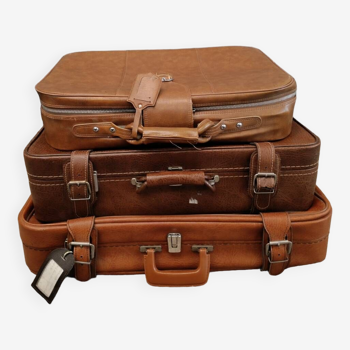 Lot of vintage leather suitcases