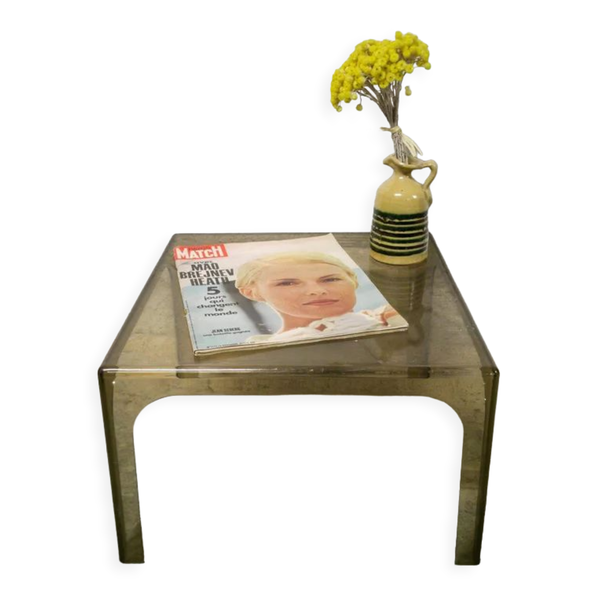 Smoked plexiglas coffee table