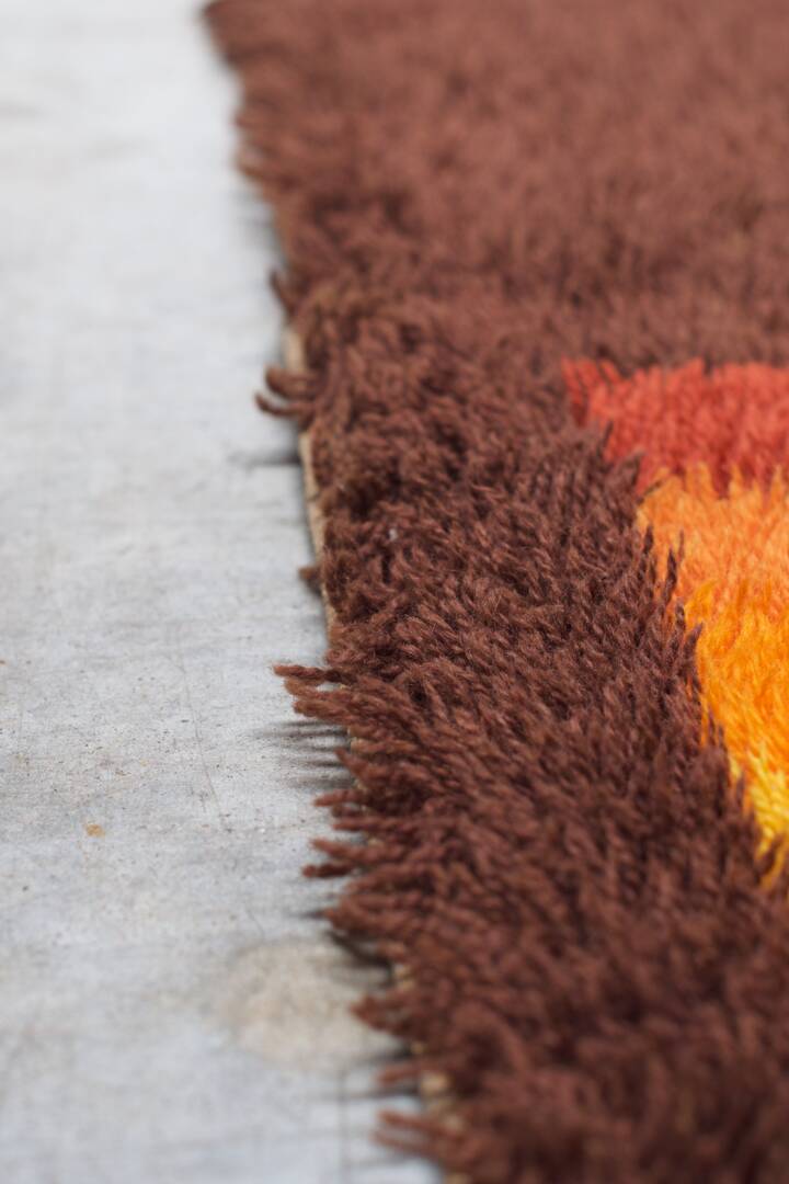 Vintage designer rug 1970 French cubist