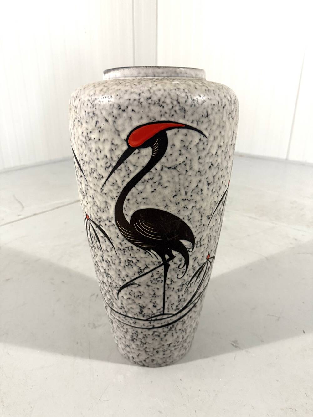 West-Germany pottery vase crane floor vase 1960’s
