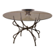 Table piètement en fer forgé pliant et plateau en verre intérieur/extérieur