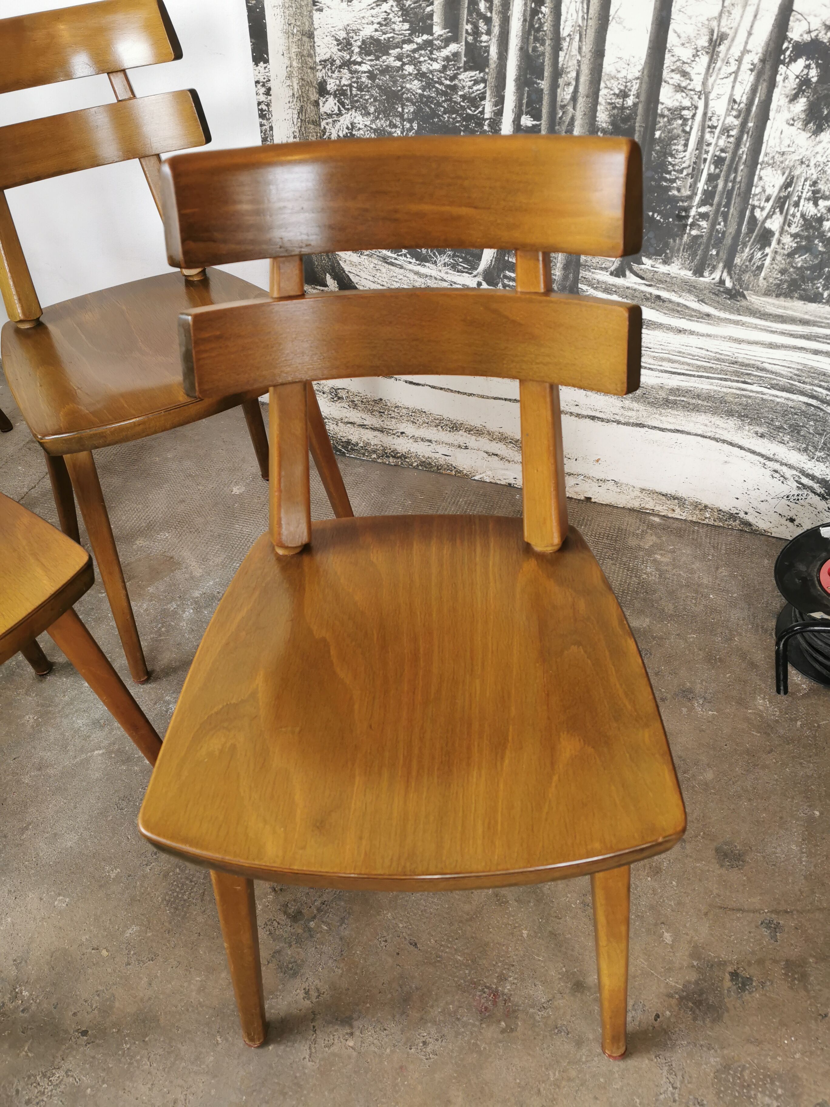 Set de 6 chaises tout bois 1960
