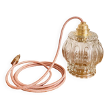 Small vintage glass pendant light or portable lamp