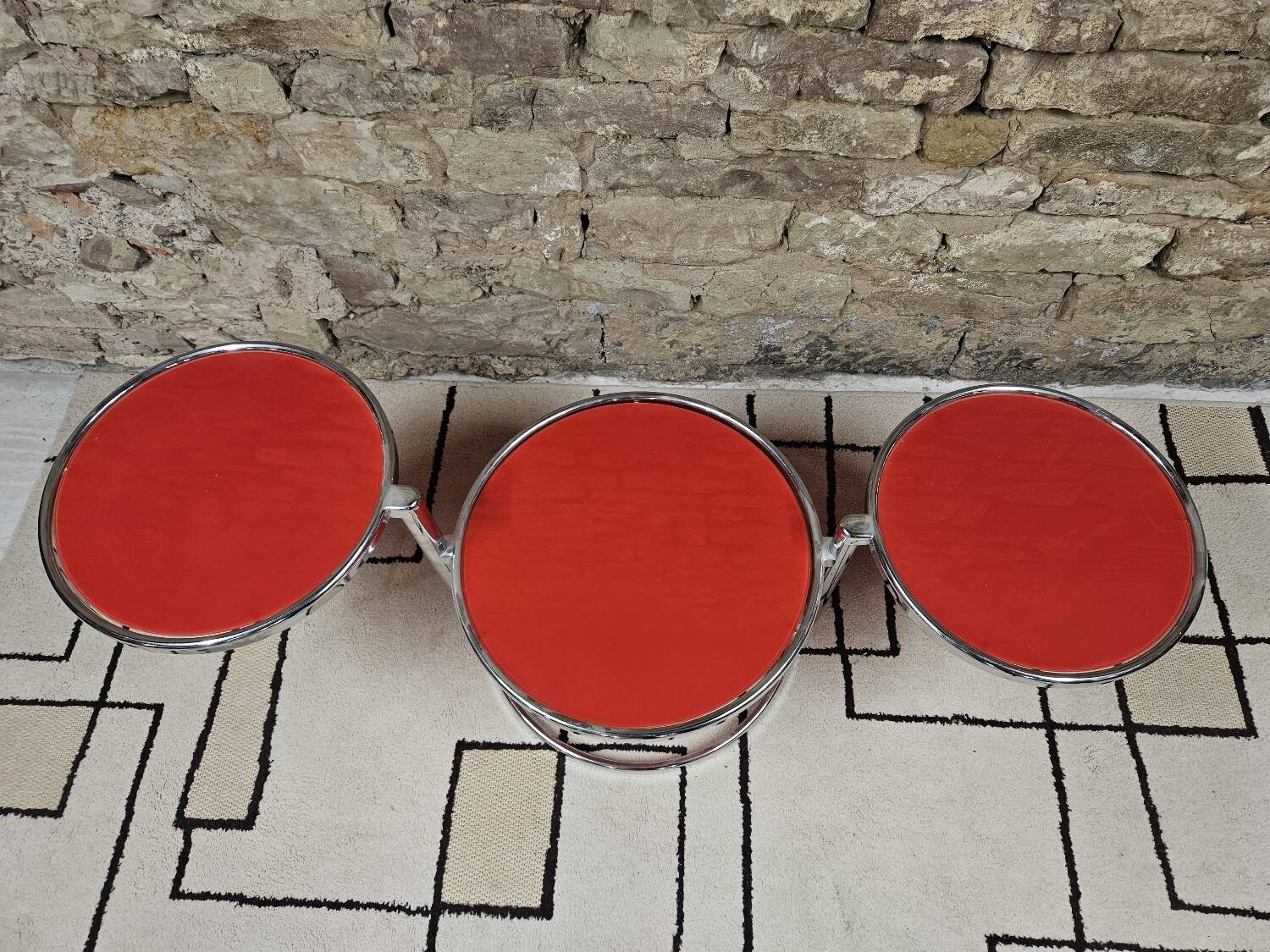 Coffee table with 3 glass tops 1970"