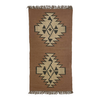 Tapis Kilim tissé à la main en jute et laine, décoration d'intérieur, entrée, tradition indienne