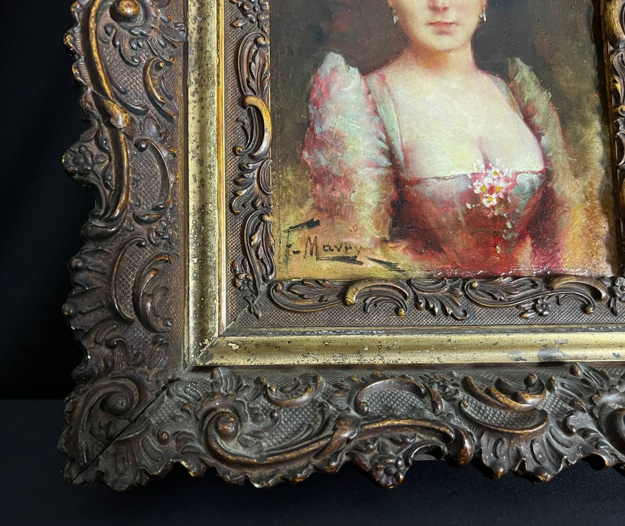 Portrait de femme élégante, huile sur panneau - François Maury (1861–1