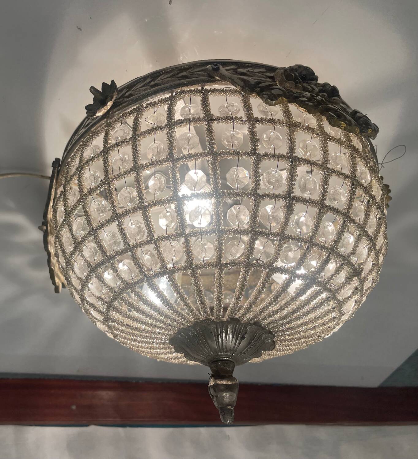 Crystal Beaded Flushmount 1980’s