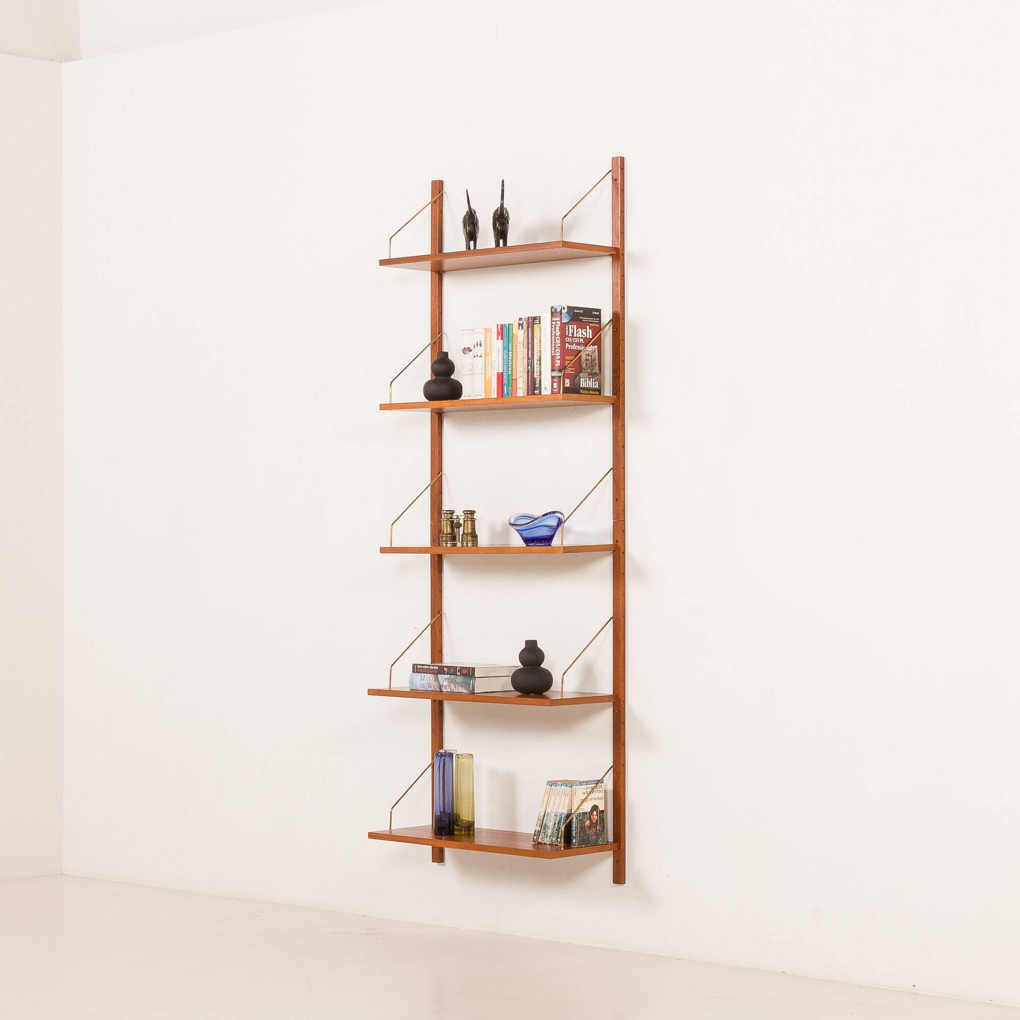Danish teak shelving unit, set of 5 shelves, 1960s