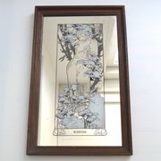 Winter mirror 70s Art Nouveau style after Alfons Mucha