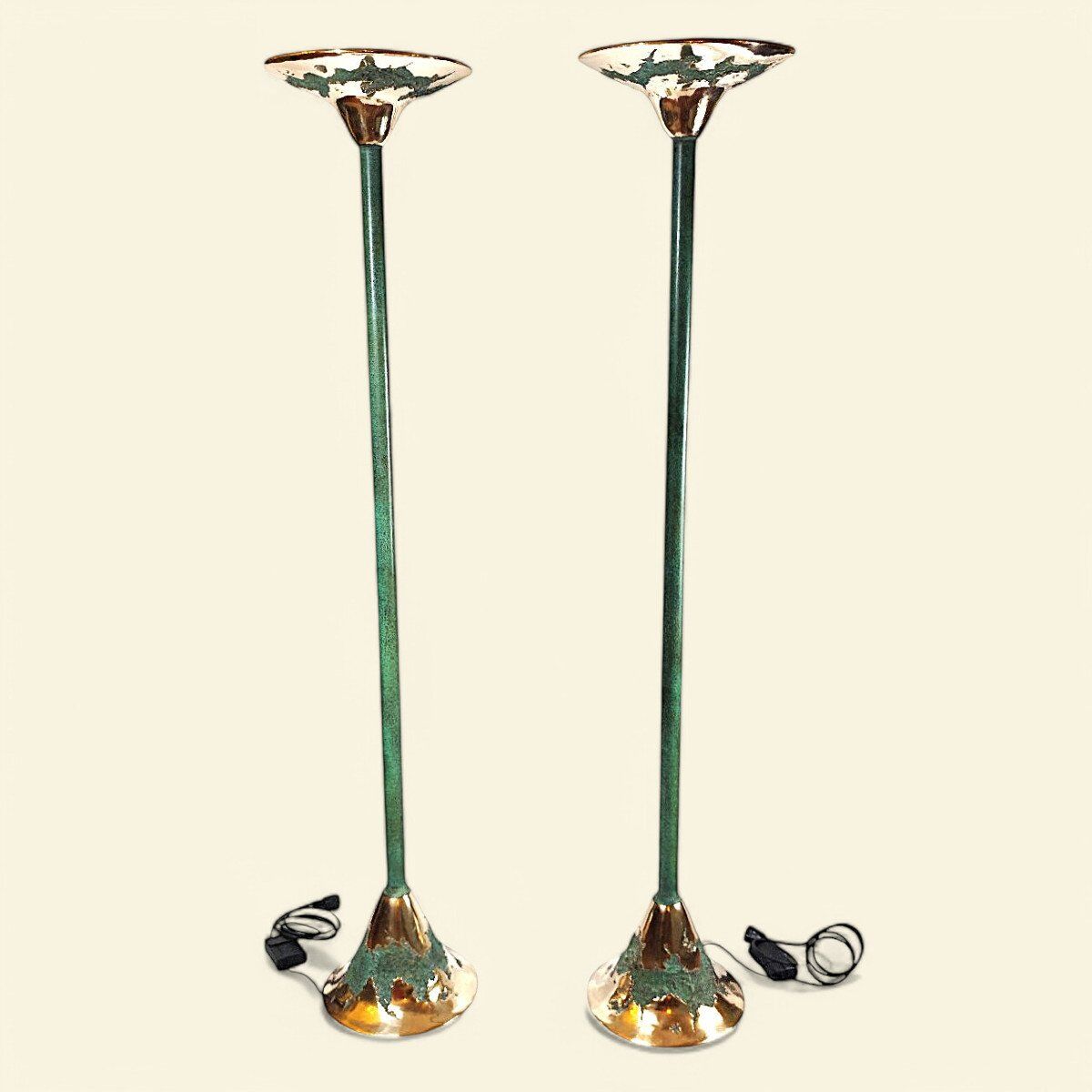 Brutalist Pair of Floor Lamps by Maison Valenti, 1970s-1980s